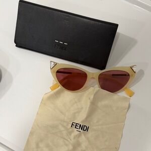 Fendi Beige and Pink Cat-Eye Sunglasses